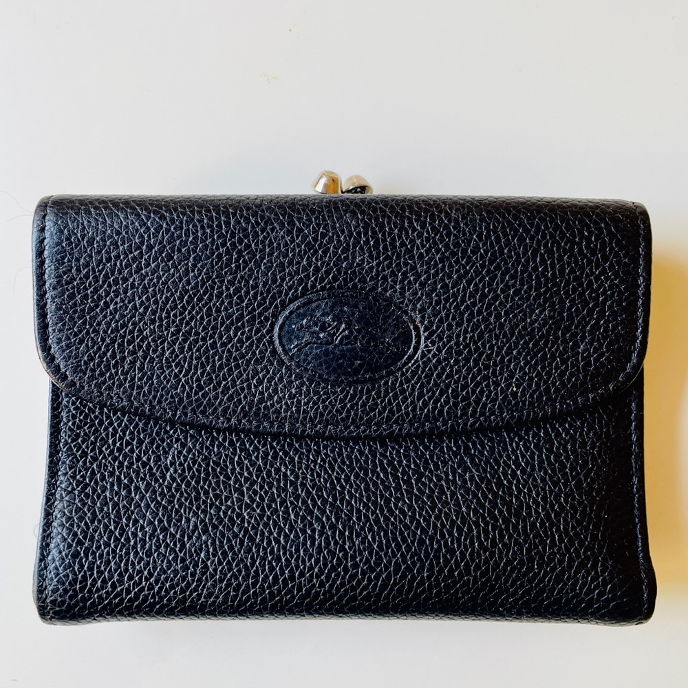Longchamp Black Textured Leather Wallet